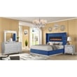 Lizelle 4-Piece Velvet Upholstered King Bedroom Set in Blue