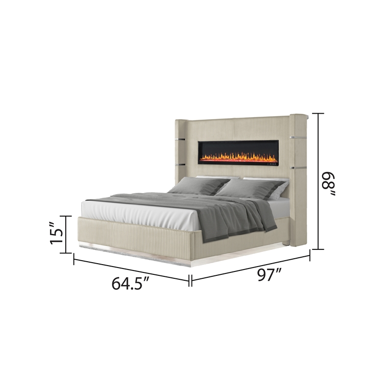 Lizelle Upholstery Queen 4 Pc Bedroom Set made with wood in Beige