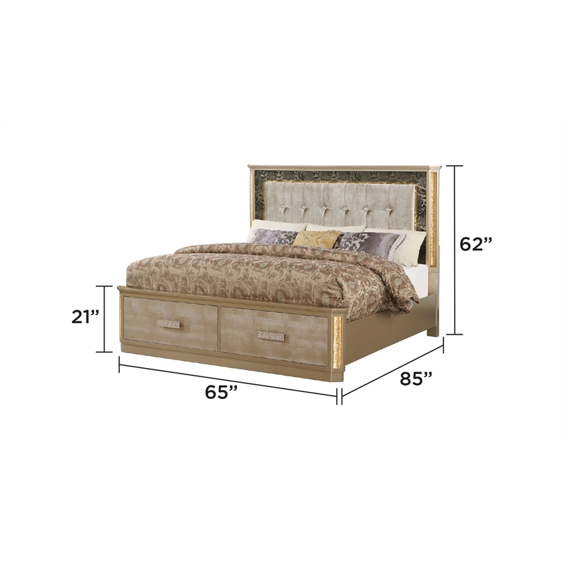 Medusa Modern Style Queen Gold Finish Bed made with Wood