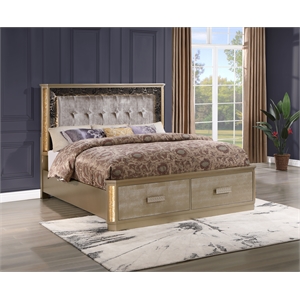 Medusa Modern Style King Bed made with Wood in Gold Finish