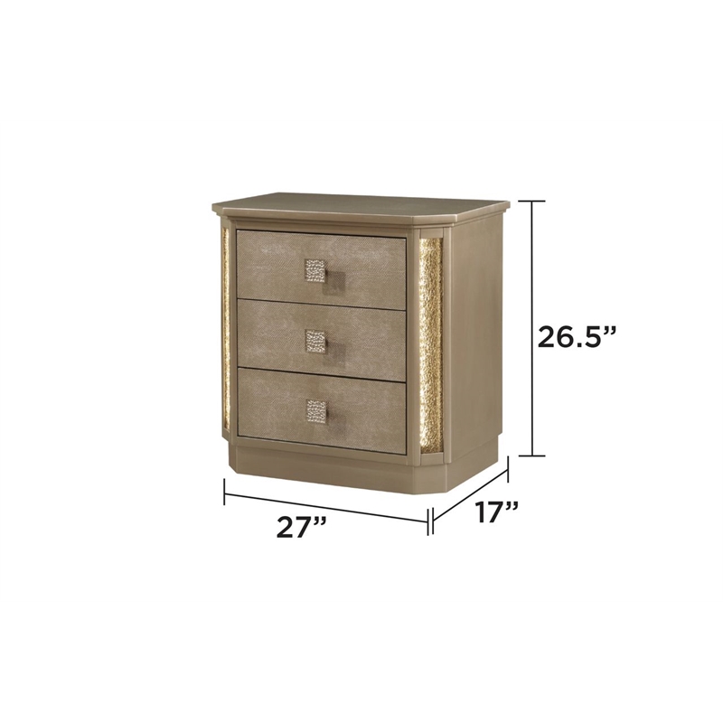 Medusa Modern Style 4Pc King Gold Finish Bedroom Set made with Wood