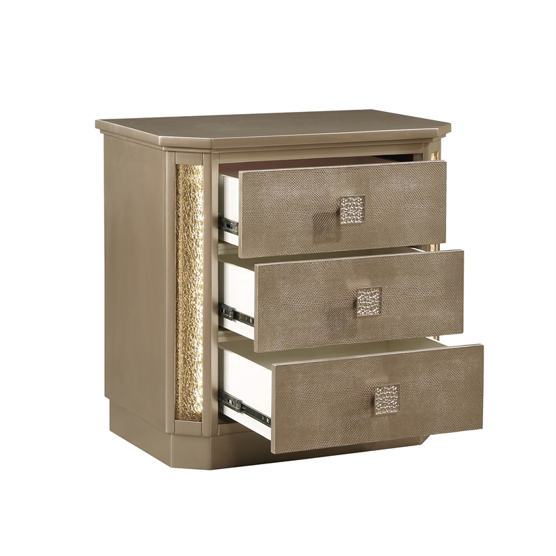 Medusa Modern Style 4Pc King Gold Finish Bedroom Set made with Wood
