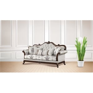 Gloria Traditional Style button tufted Sofa made with wood in Ivory