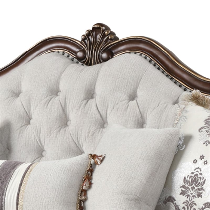 Gloria Traditional Style button tufted Loveseat made with wood in Ivory