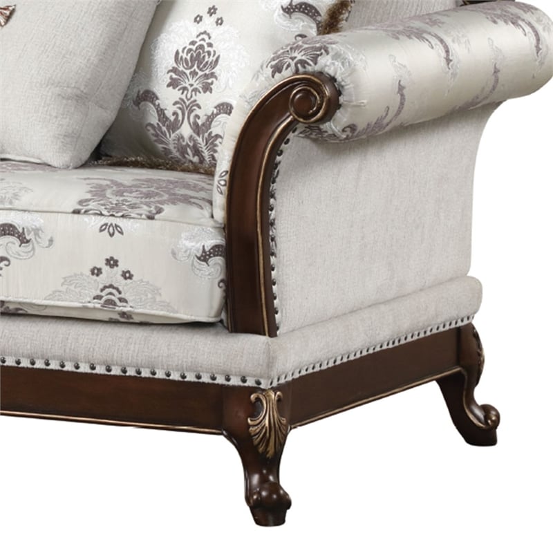 Gloria Traditional Style button tufted Loveseat made with wood in Ivory