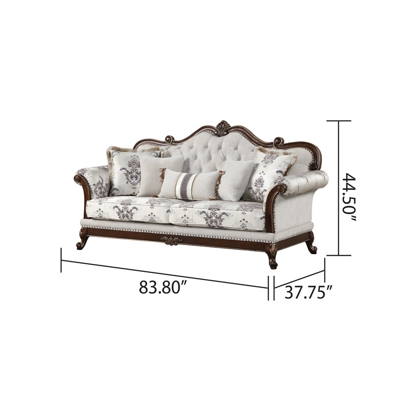 Gloria Traditional Style 2PC button tufted Living Room Set in Ivory