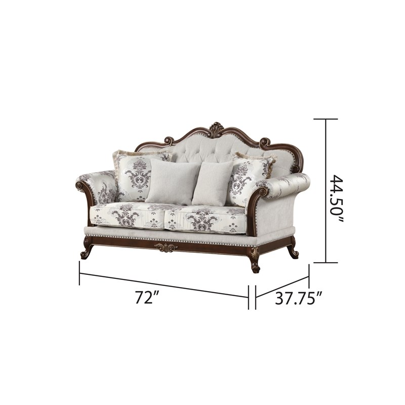 Gloria Traditional Style 2PC button tufted Living Room Set in Ivory
