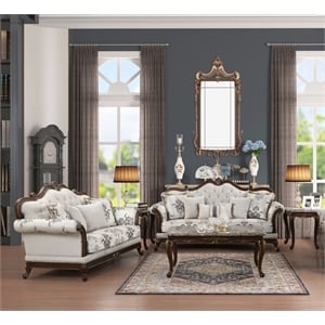 Gloria Traditional Style 2PC button tufted Living Room Set in Ivory