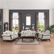 Gloria Traditional Style 3PC button tufted Living Room Set in Ivory