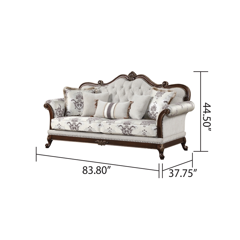 Gloria Traditional Style 3PC button tufted Living Room Set in Ivory