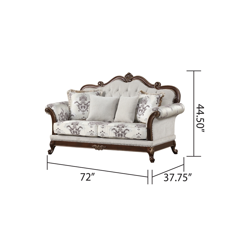 Gloria Traditional Style 3PC button tufted Living Room Set in Ivory