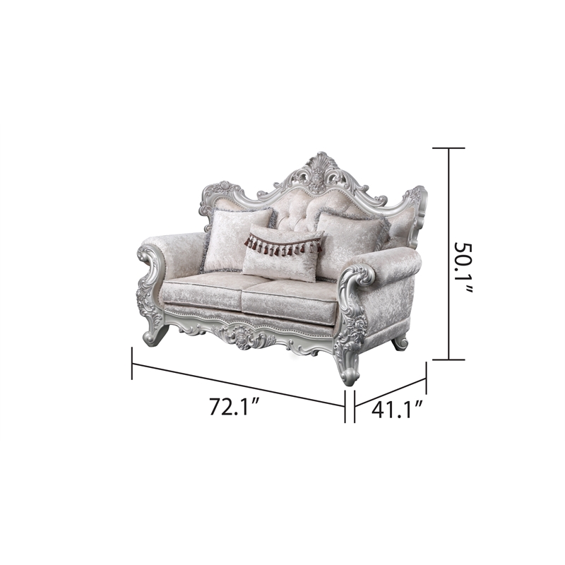 Melrose Traditional style Loveseat Made with Wood in Silver