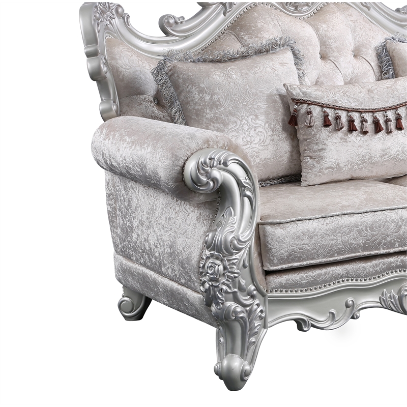 Melrose Traditional style Loveseat Made with Wood in Silver
