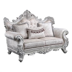 Melrose Traditional style Loveseat Made with Wood in Silver