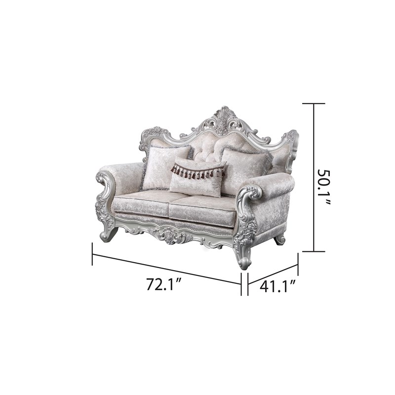 Melrose 2Pc Traditional Living room set Made with Wood in silver