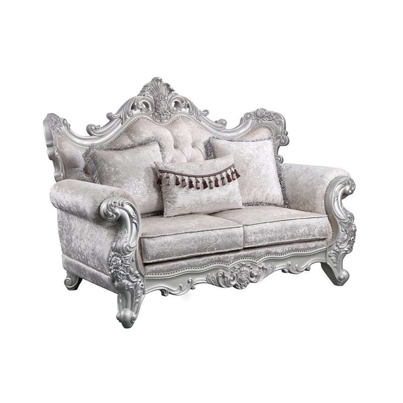 Melrose 3Pc Traditional Living room set Made with Wood in silver