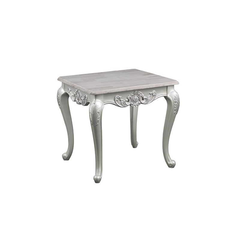 Melrose Traditional Style End Table Made with Wood in Silver