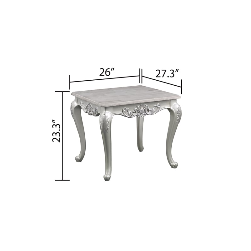 Melrose Traditional Style End Table Made with Wood in Silver