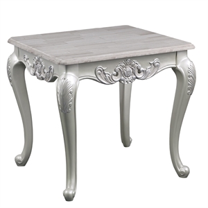 Melrose Traditional Style End Table Made with Wood in Silver