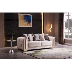 Impreza Velvet Fabric Sofa Made With Wood in Beige