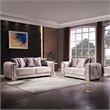 Impreza Thick Velvet Fabric 2Pc Living Room Set Made With Wood in Beige