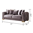 Impreza Thick Velvet Fabric 2Pc Living Room Set Made With Wood in Gray