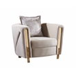 Chanelle Thick Velvet Fabric 3Pc Living Room Set Made With Wood in Beige