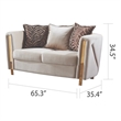 Chanelle Thick Velvet Fabric 3Pc Living Room Set Made With Wood in Beige