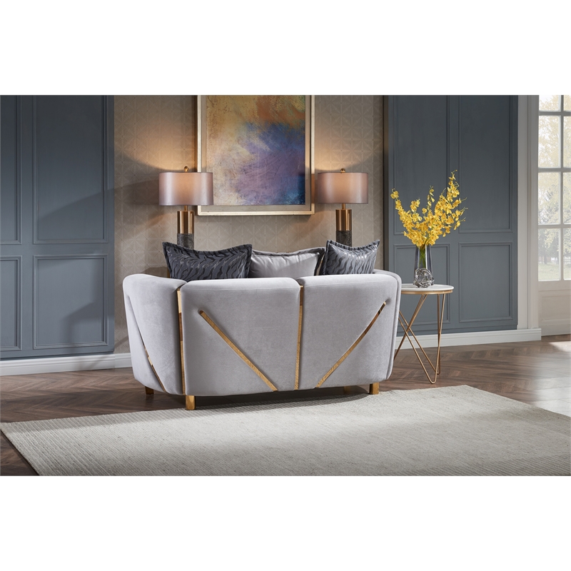 Chanelle Thick Velvet Fabric Upholstered Loveseat Made With Wood in Gray
