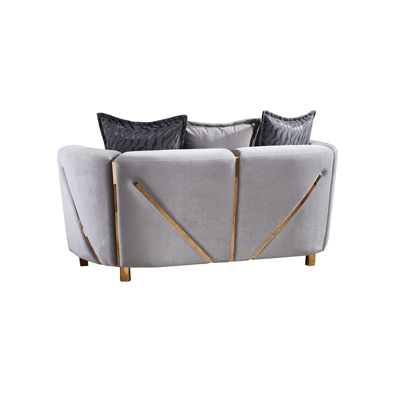Chanelle Thick Velvet Fabric Upholstered Loveseat Made With Wood in Gray