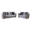 Chanelle Upholstered 2Pc Living Room Set Made With Wood in Gray