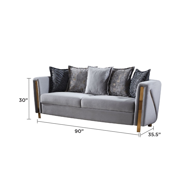 Chanelle Upholstered 2Pc Living Room Set Made With Wood in Gray