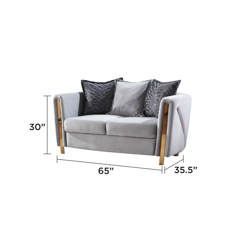 Chanelle Upholstered 2Pc Living Room Set Made With Wood in Gray