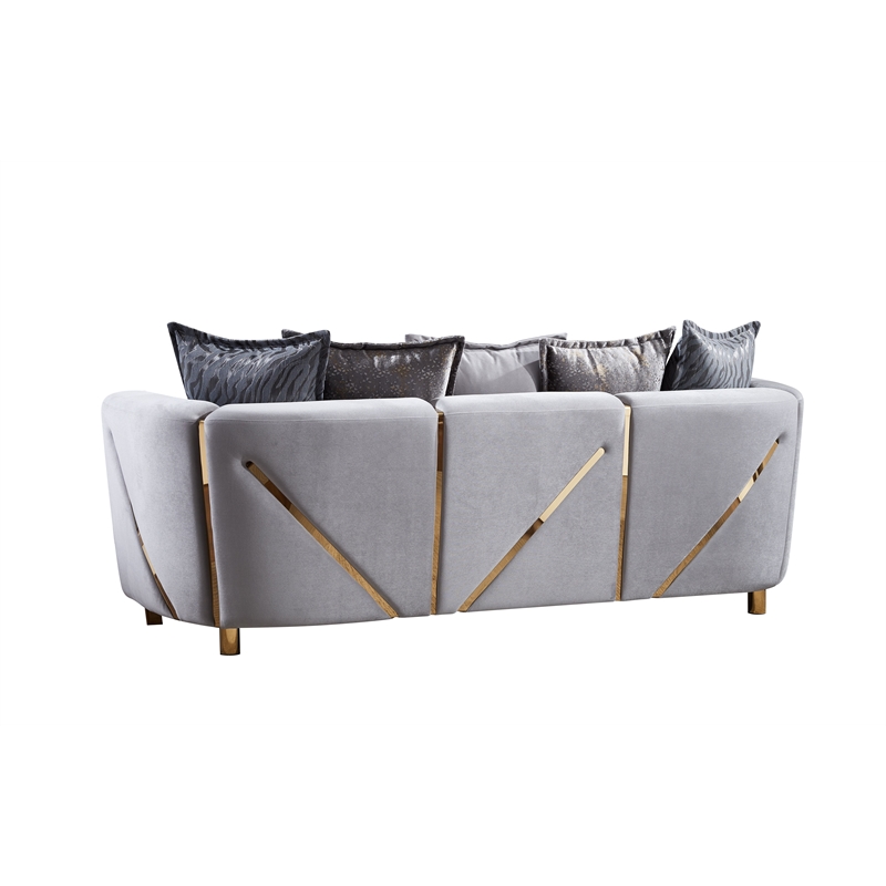 Chanelle Upholstered 2Pc Living Room Set Made With Wood in Gray