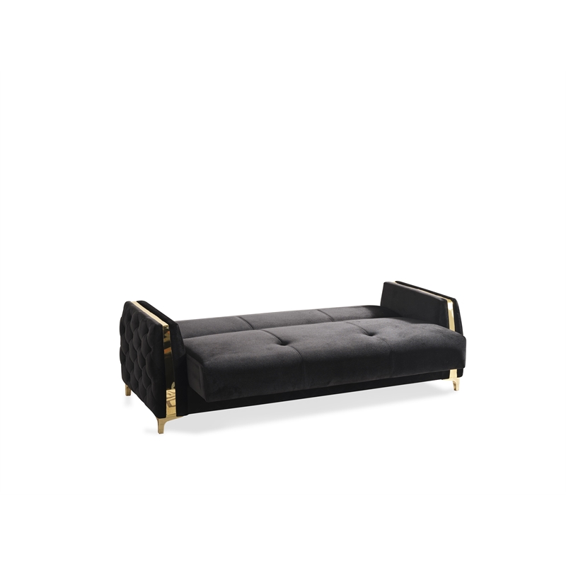 Lust Modern Style Sofa Made with Wood & Under-seat Storage in Black