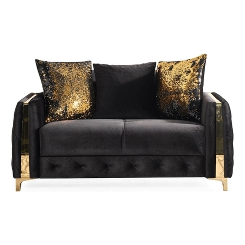 Lust Modern Style Loveseat Made with Wood & Under-seat Storage in Black