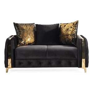 Lust Modern Style Loveseat Made with Wood & Under-seat Storage in Black
