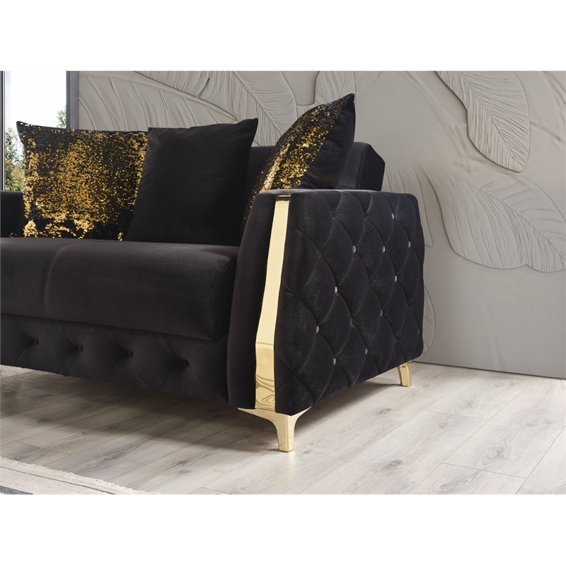 Lust Modern Style 2PC Living Room Set Made with Wood in Black