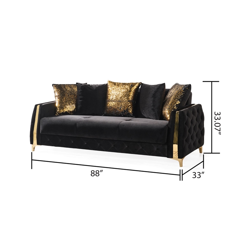 Lust Modern Style 2PC Living Room Set Made with Wood in Black