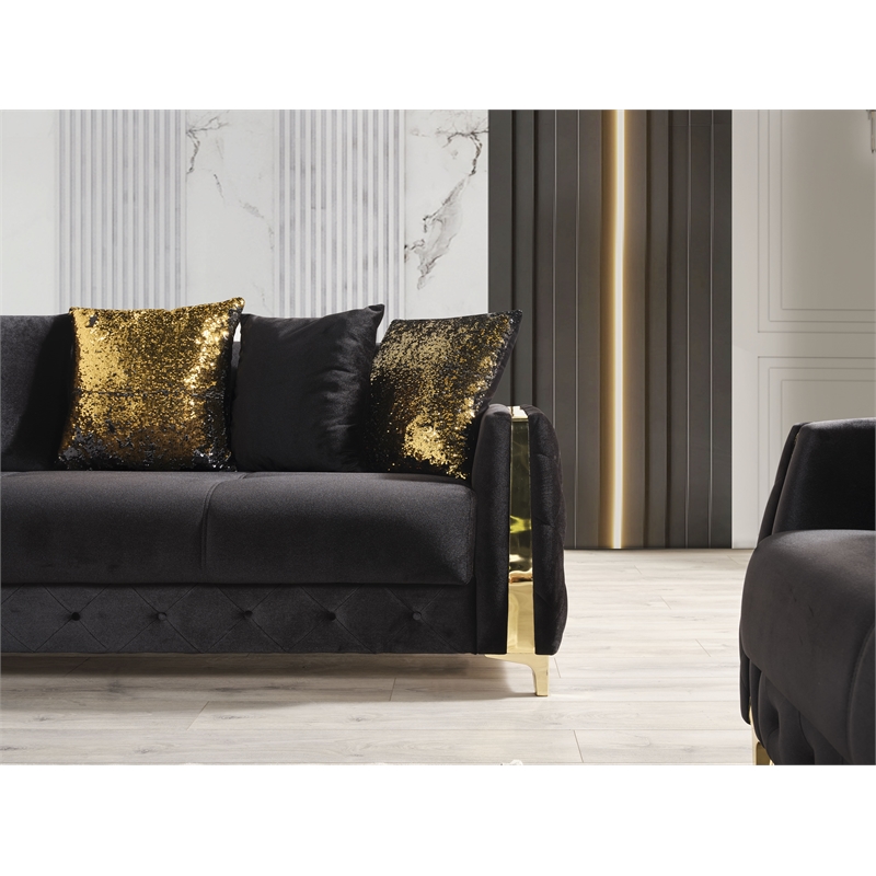 Lust Modern Style 2PC Living Room Set Made with Wood in Black