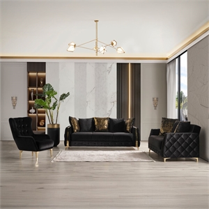 Lust Modern Style 3PC Living Room Set Made with Wood in Black