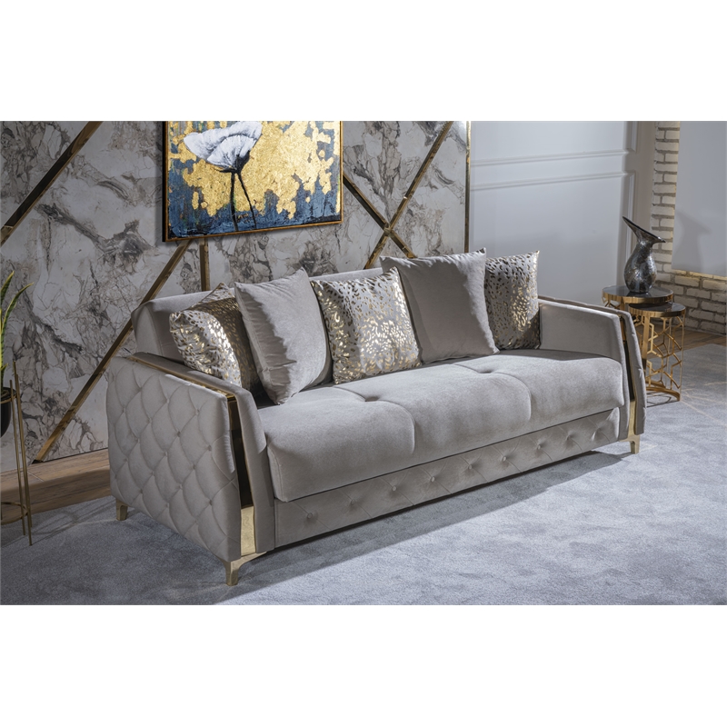 Lust Modern Style Sofa Made with Wood & Under-seat Storage in Taupe