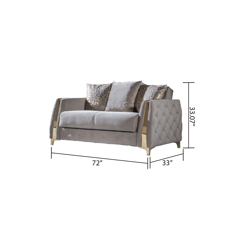 Lust Modern Style Loveseat Made with Wood & Under-seat Storage in Taupe