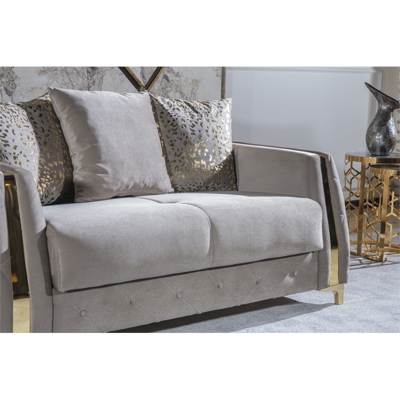 Lust Modern Style Loveseat Made with Wood & Under-seat Storage in Taupe