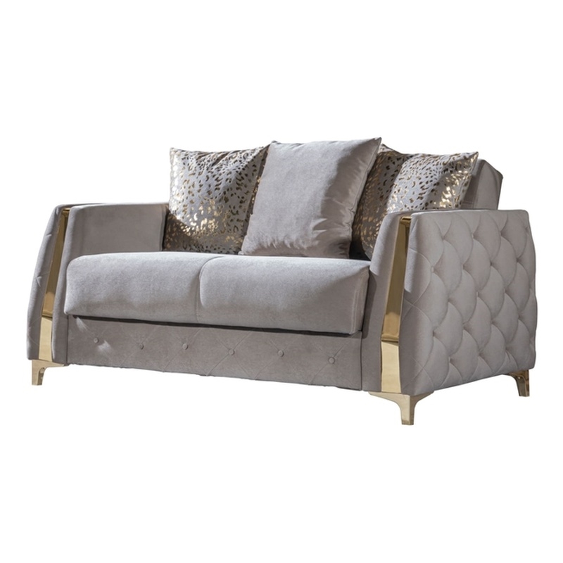 Lust Modern Style Loveseat Made with Wood & Under-seat Storage in Taupe