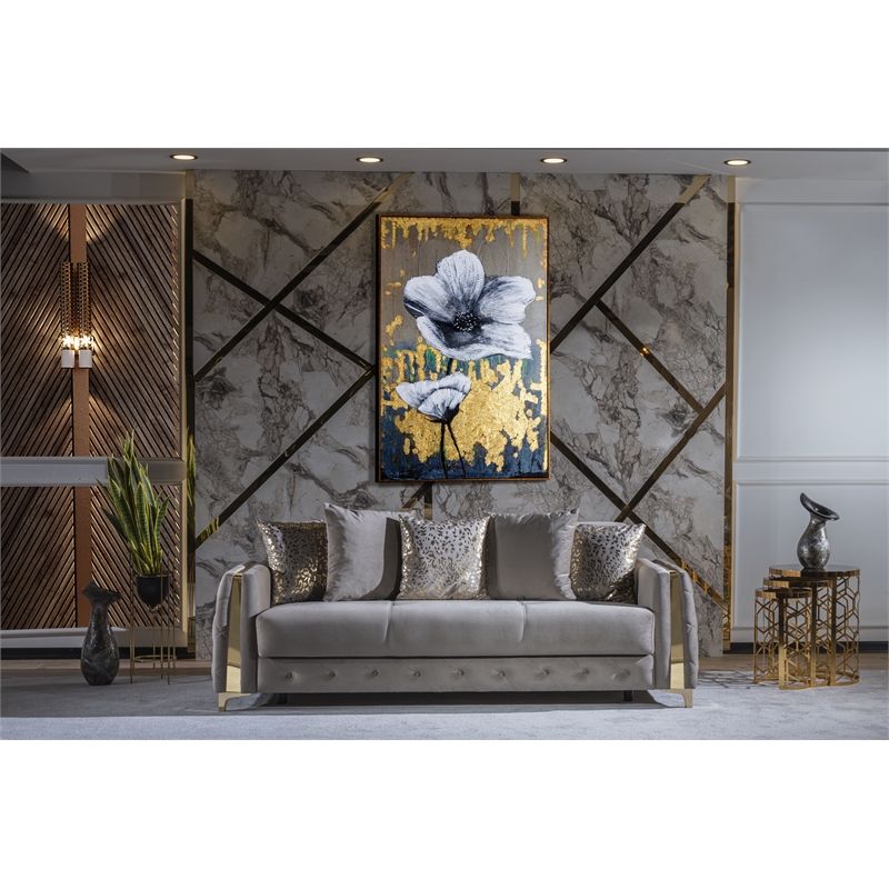 Lust Modern Style 2PC Living Room Set Made with Wood in Taupe