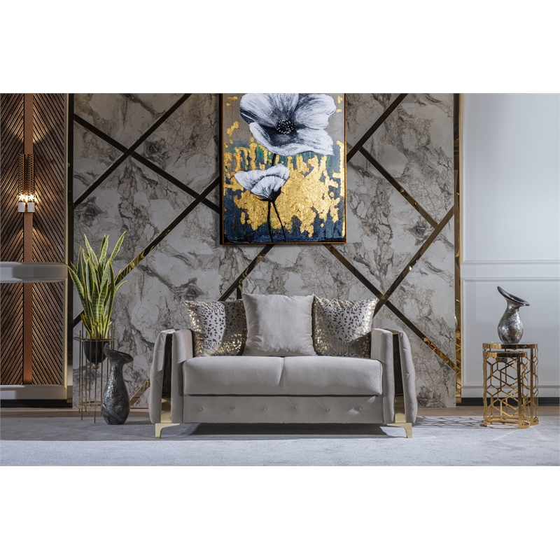 Lust Modern Style 2PC Living Room Set Made with Wood in Taupe