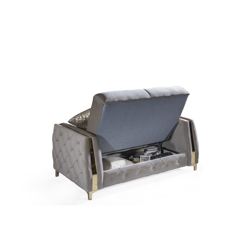 Lust Modern Style 2PC Living Room Set Made with Wood in Taupe