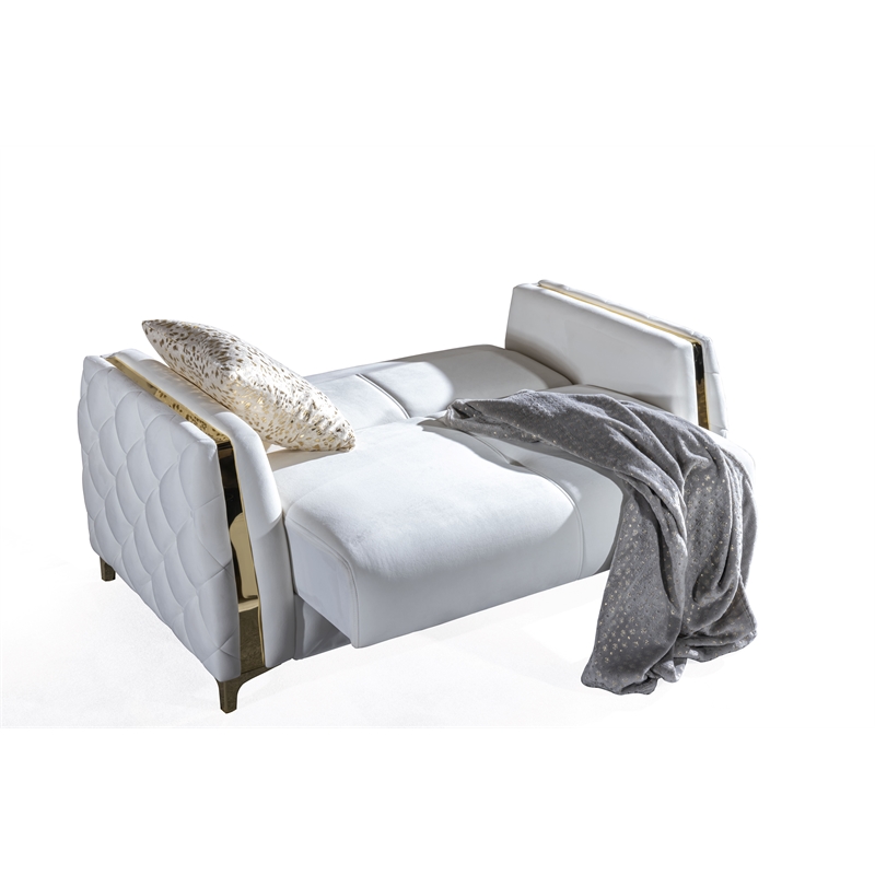 Lust Modern Style Loveseat Made with Wood & Under-seat Storage in White