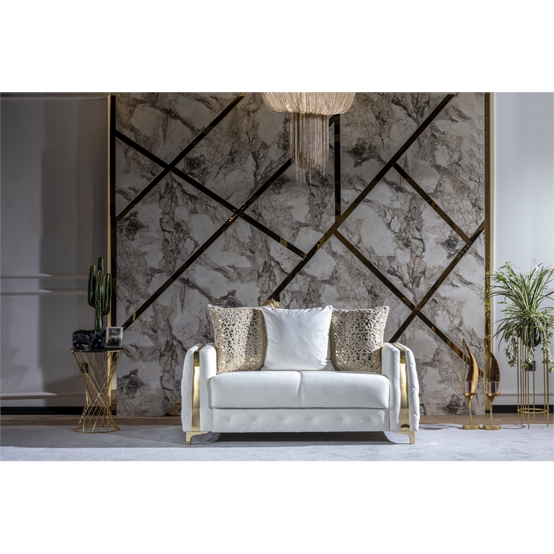 Lust Modern Style Loveseat Made with Wood & Under-seat Storage in White